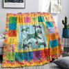 1Pc Colorful Dog Puzzle Print Flannel Blanket High Quality Warm Comfortable Cover for All Seasons Perfect for Gifts Home Decor