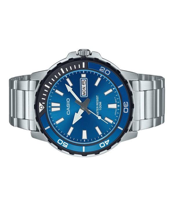 Casio Стандартные аналоговые кварцевые мужские часы из нержавеющей стали с синим циферблатом MTD-125D-2A1V 100M