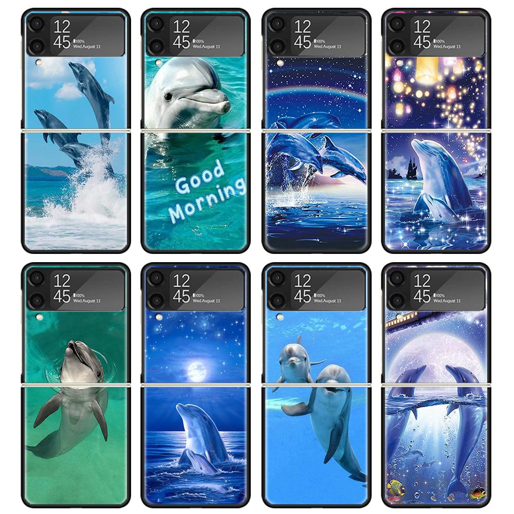Ocean Animal Cute Dolphin Case For Samsung Galaxy Z Flip 7 6 5 4 3 z Flip7 Flip6 Flip5 Flip4 5G Phone Cover Flip3 Folding Coque