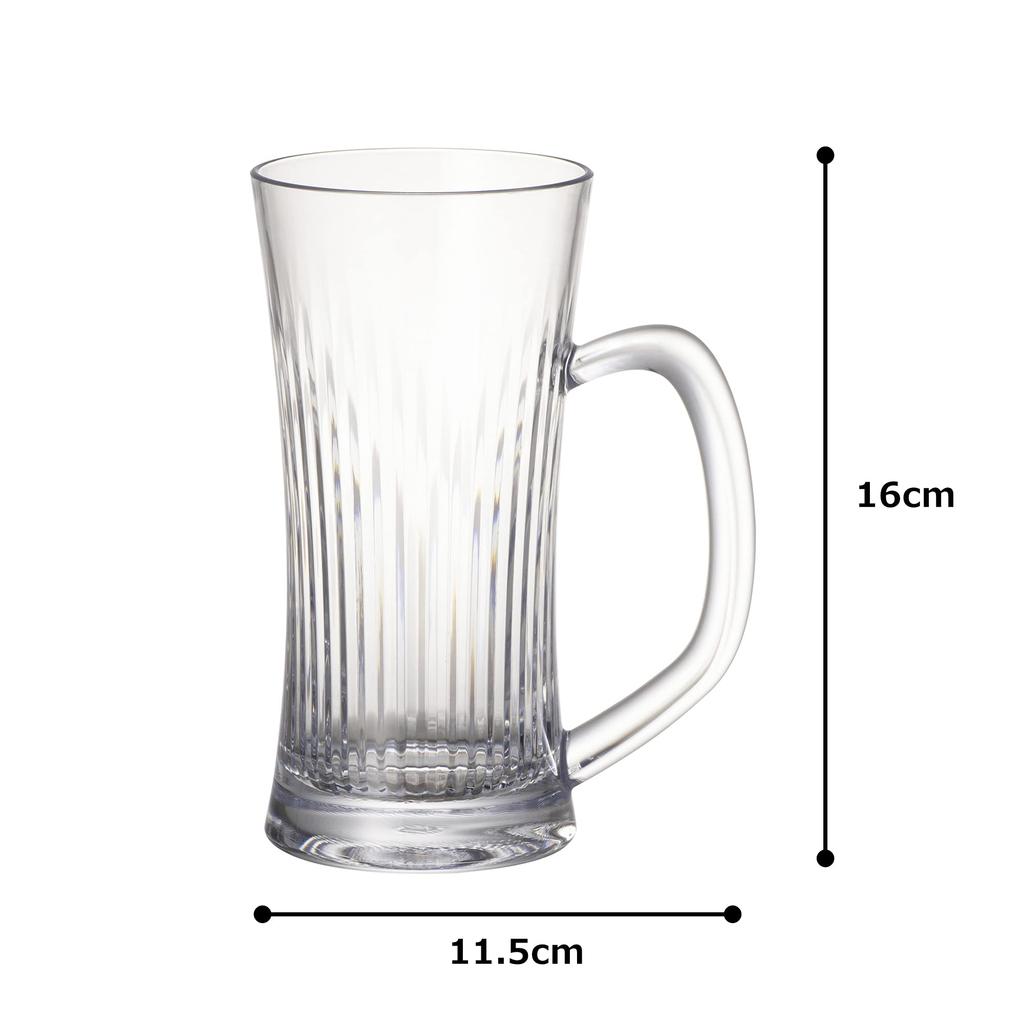 IJ Unbreakable Beer Mug, 400ml, Dishwasher Safe, Made in Japan, Perfect for Home Parties, Restaurants, Cafes, and Outdoors. Stylish Clear Plastic