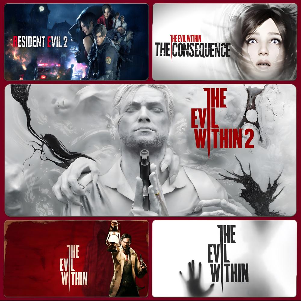 Scary Horror Game The EEvil Within Mouse Pad Large Gaming Mousepad With Stitched Edges Thickened Desk Mat Pc