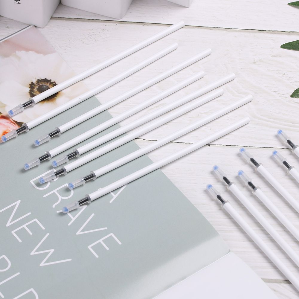 10 шт./лот, новые письменные принадлежности, фирменный белый цвет, корпус гелевой ручки, сменные стержни для черных чернил, средний наконечник