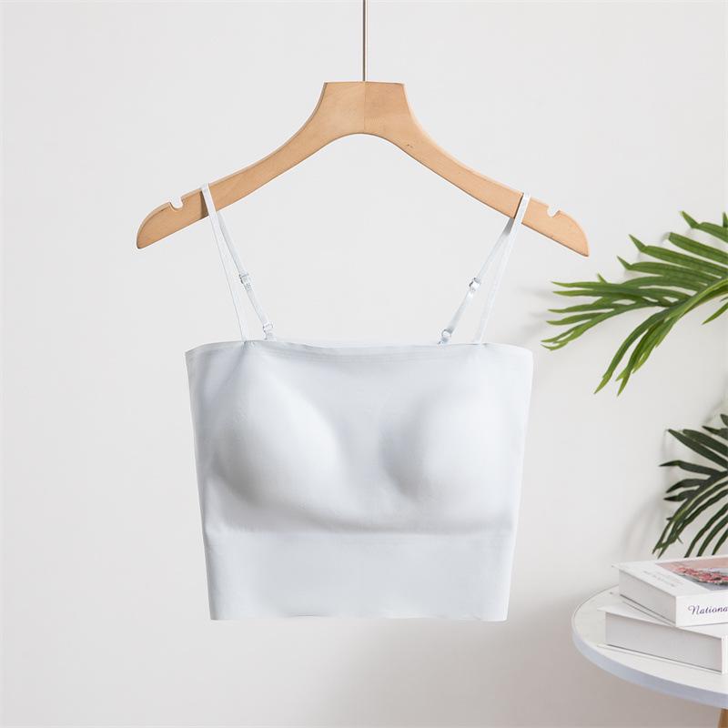 Seamless One-Shoulder Ice Silk Tube Top Camisole - Light Sports Style for Summer