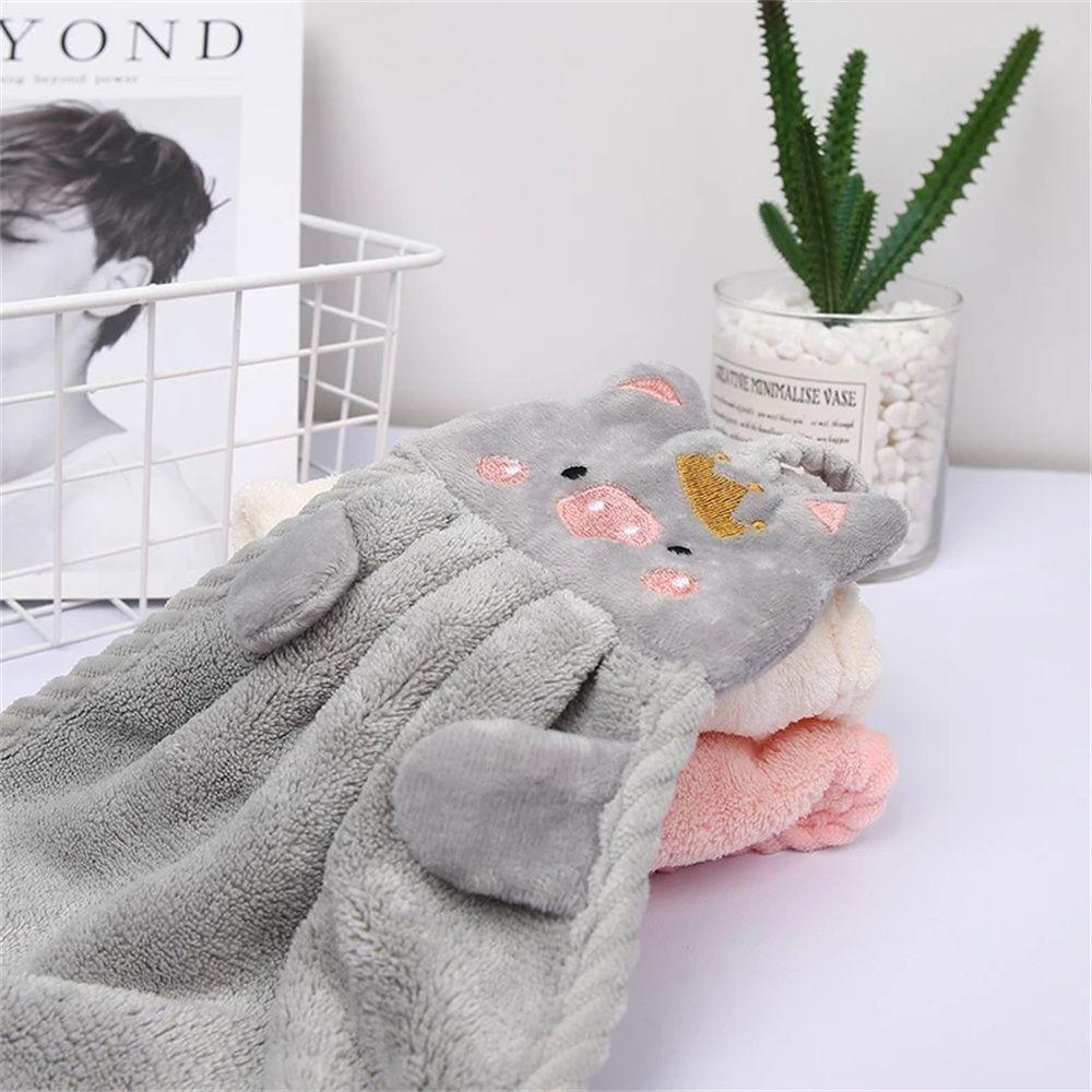 Water Uptake Kitchen Mounted Hand Towel Embroidery Handkerchief Cartoon Pig