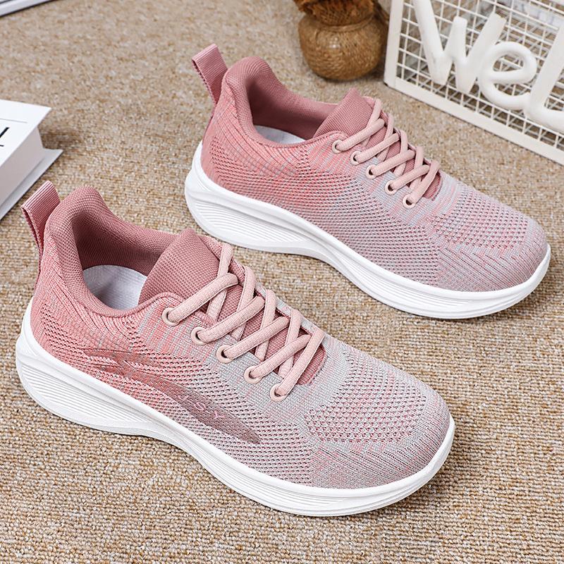 Running Shoes Women's 2025 Casual Soft-soled Sneakers Breathable Single Shoes Fly-woven Mesh Shoes Sneakers