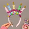 Soft Fabric Velvet Headband Birthday Series Cake Decor Bright Color Hair Hoop Hand-Crafted Hair Accessory