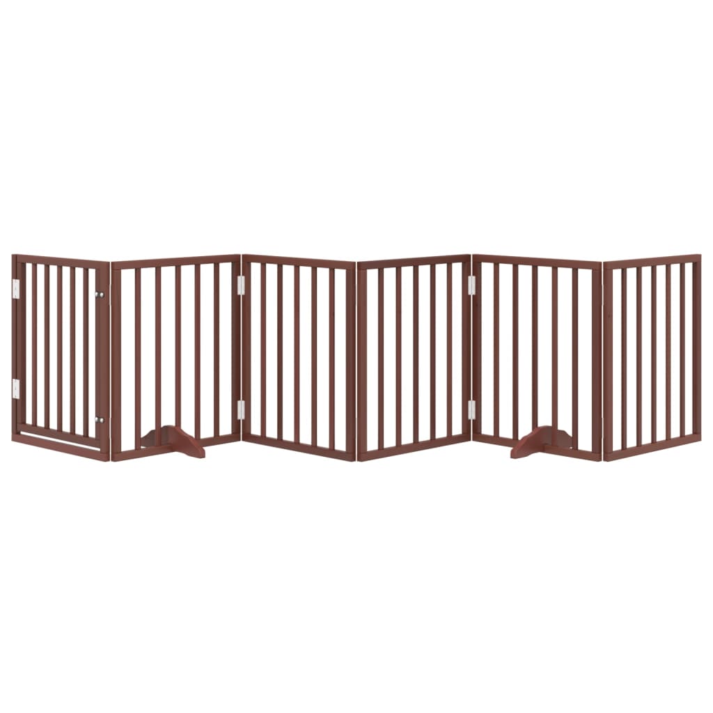 6 Piece Foldable Brown Dog Gate 300 cm Poplar Wood
