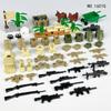 WW2 Military Parts Scene DIY Mini Motorcycle Dog Sandbag Weapon Building Blocks Bricks Toys Gifts