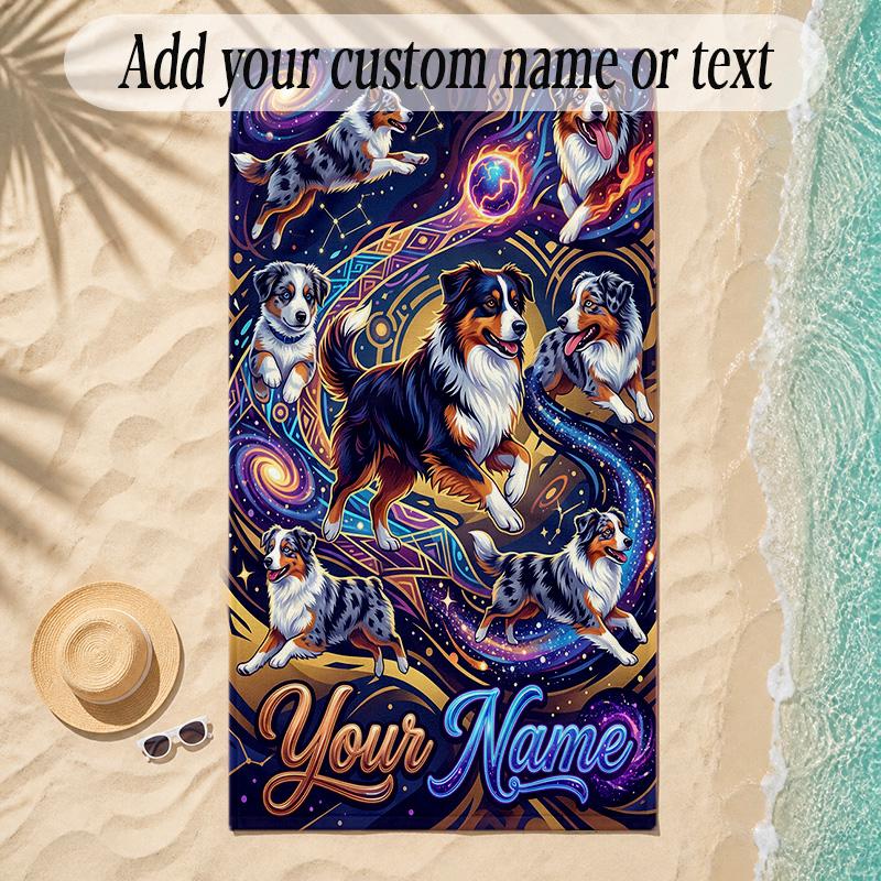 Cosmic Theme Soft Beach Towel Personalized Custom Name Text Towel Portable for Beach Pool Travel