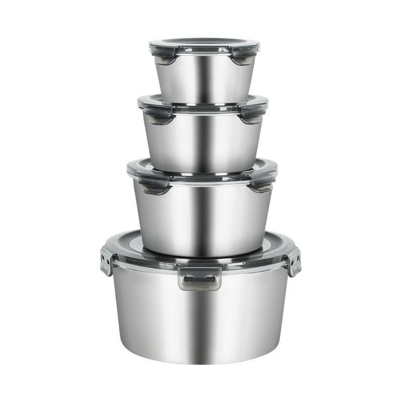 Ланч-бокс из пищевой нержавеющей стали 316: Герметичный круглый контейнер с крышкой для офиса, лапши быстрого приготовления и супа.