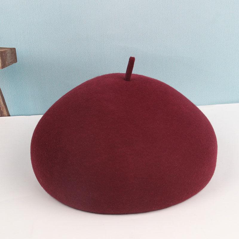 Hat autumn and winter wool warm beret three-dimensional hard top painter hat women's fashion casual woolen top hat