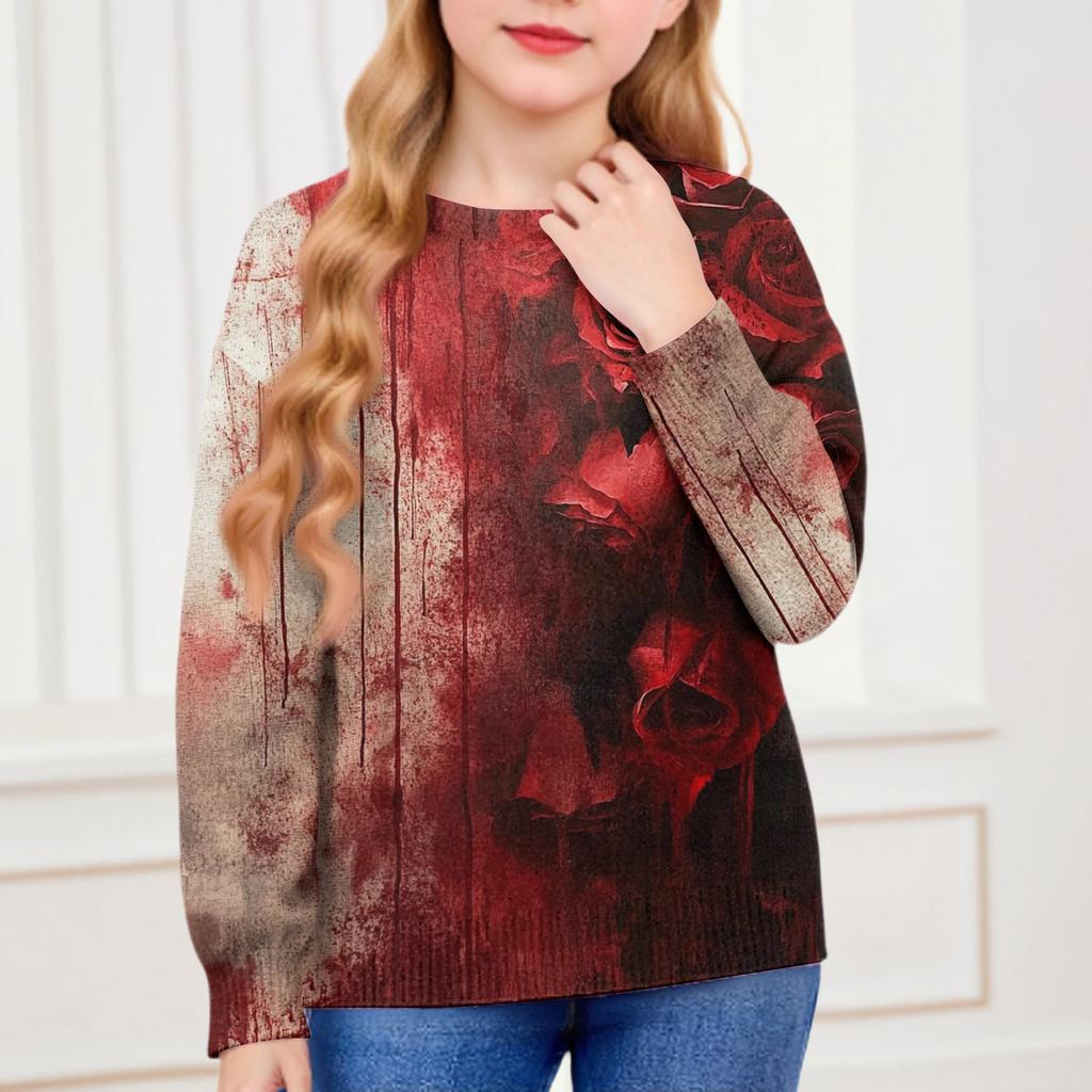 Толстовки на Хэллоуин для детей, мальчиков и девочек, вязаный свитер, милая рубашка, осенние пуловеры с круглым вырезом