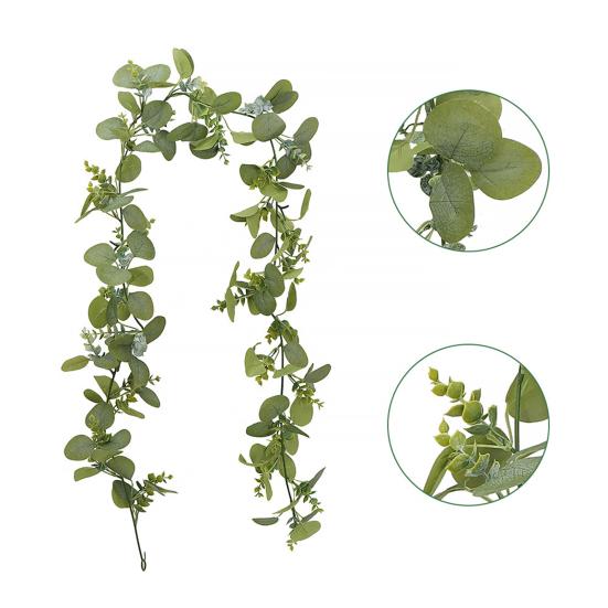 Искусственная эвкалиптовая гирлянда, лозы ручной работы, реалистичный вид, яркий цвет, не требующие ухода листья эвкалипта, искусственные растения