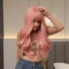 LOUIS FERRE Длинный вьющийся синтетический парик с челкой, розовые волосы, парики для женщин, повседневные, вечерние, косплей, термостойкие