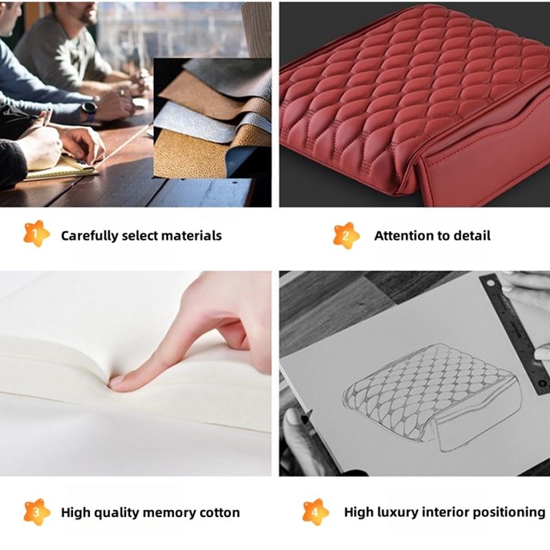 IYXI7 for Honda civic 8th 10th gen 2017 2018 2019 2016 Stitched PU Leather Car Armrest Mat Center Console Arm Rest Protection Cushion