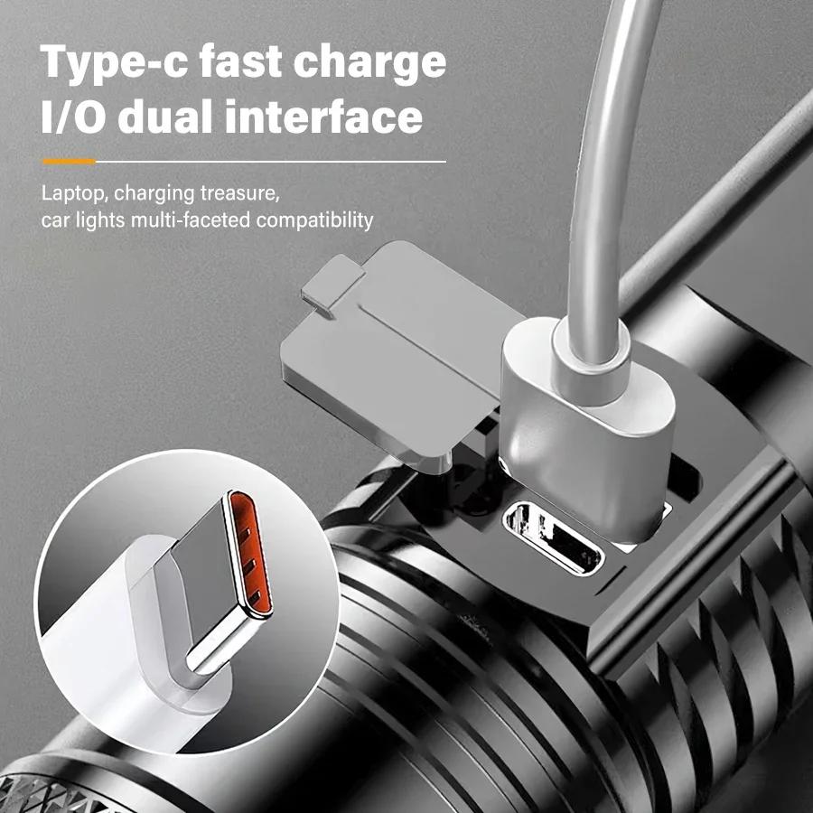 XHP50 LED Ultra Bright Flashlight Tactical Zoom Torch Light Built-in 2000MaH  USB Rechargeable Waterproof Lamp Portable Lantern