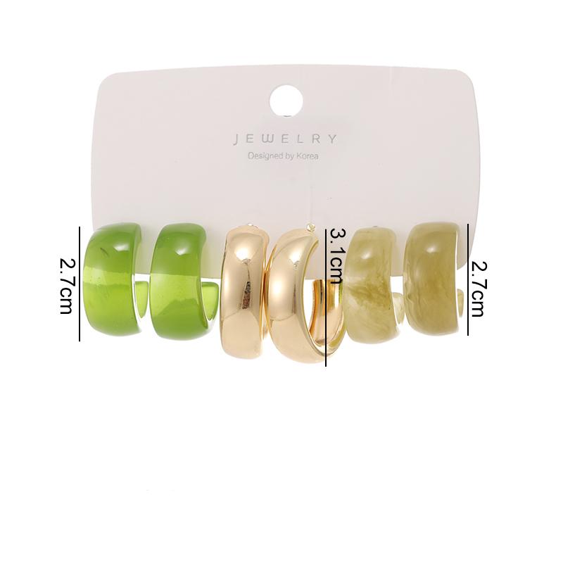 Набор серег-колец из акриловой смолы в стиле панк для женщин, модные круглые серьги, темпераментные трендовые ювелирные изделия