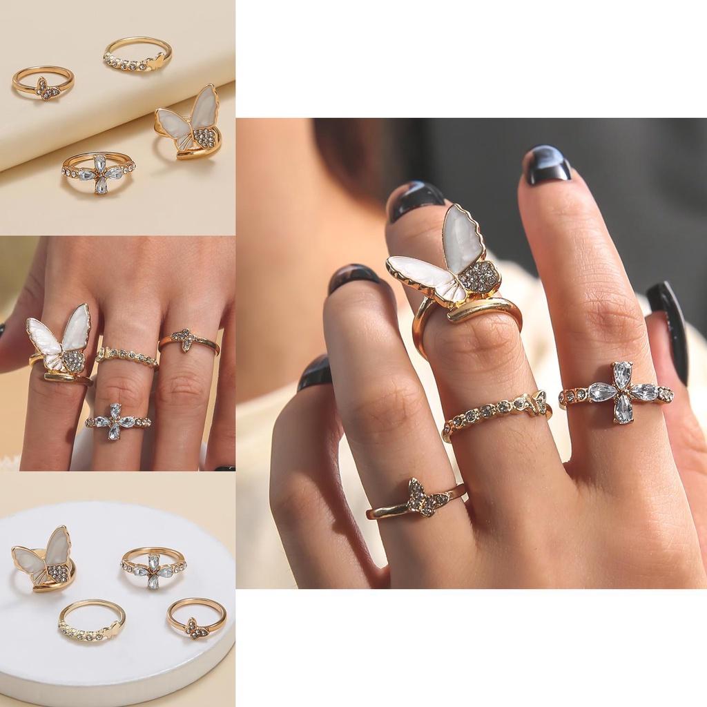Stylish And Elegant Butterfly Diamond Ring Set Wholesale Fashion Accessories