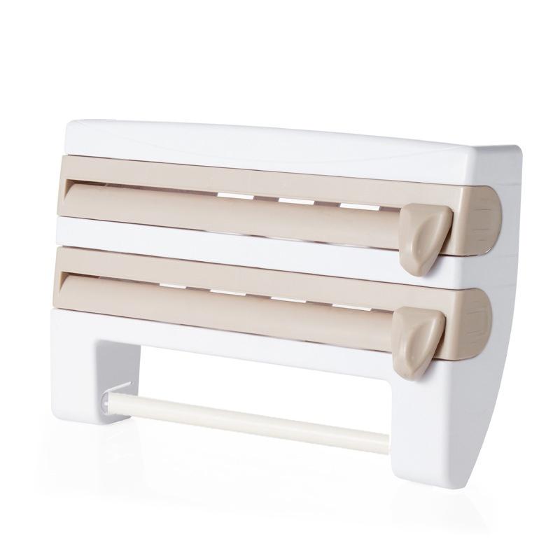 Kitchen Plastic Wrap Dispenser Refrigerator Magnetic Cling Film Holder Baking Tinfoil Cutter Roll Paper Stand Organizer