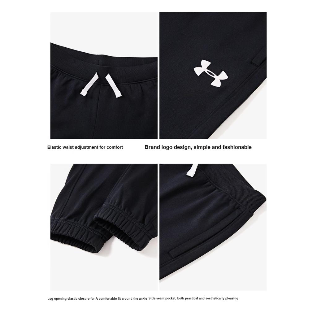 Under Armour Solid Color Knitted Casual Sports Suit Kids Suit Black 1363290-001