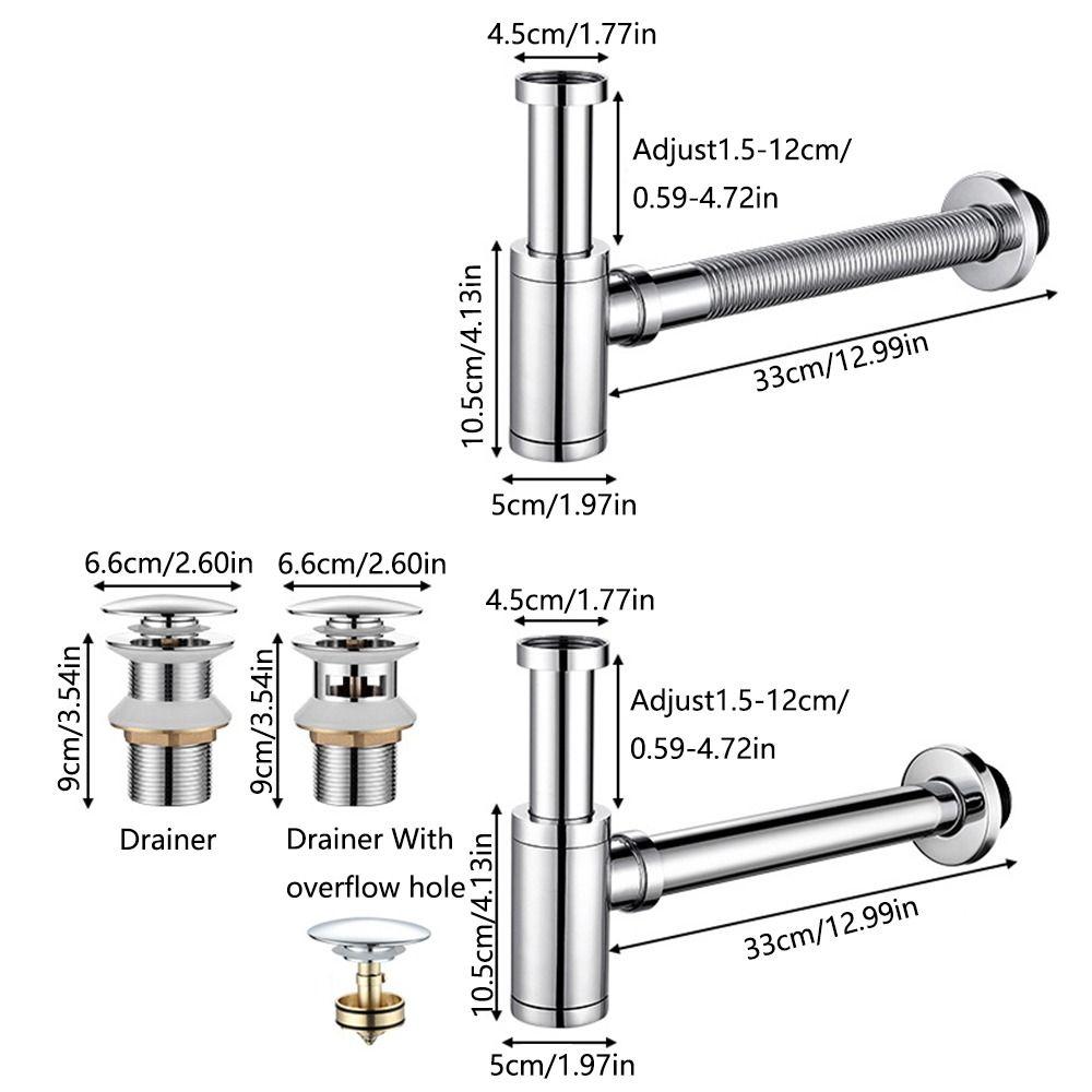 Всплывающая пробка для слива Круглый P-образный сифон Комплект сливной трубы Сифон Сливное отверстие Сантехническая труба Ванная комната