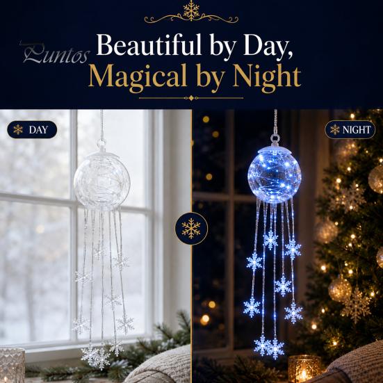 Decorative Hanging Ornaments for Tree LED Christmas Ornament, Icy Glow Sparkling Snowflake Cascade Decoration, Durable Plastic Baubles Winter Lighted