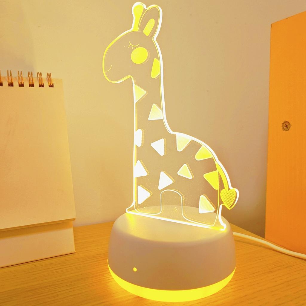 3D Ночник Жираф с питанием от USB - Теплый белый, идеально подходит для украшения спальни, вечеринок, дней рождения и праздничных подарков.