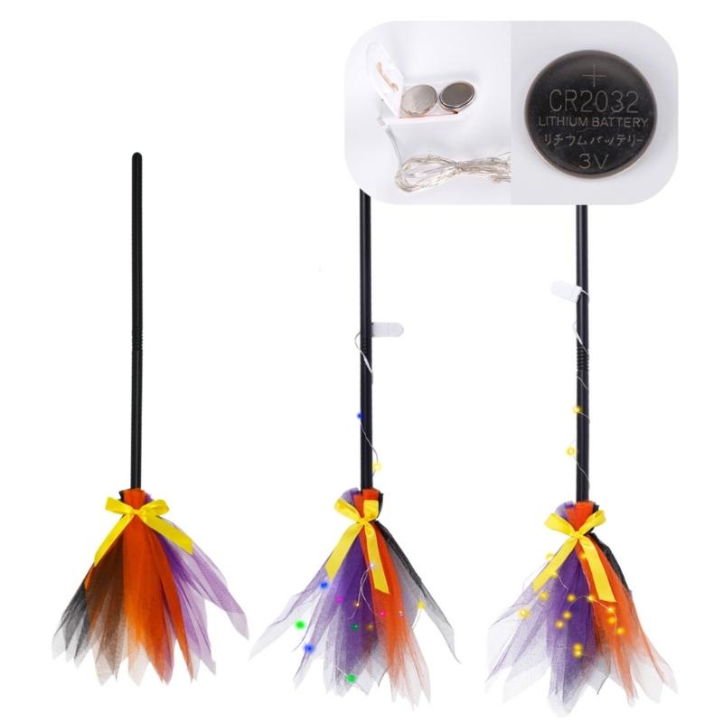 1PC Halloween Witch Broom Kids Plastic Cosplay Broom Props for Costume Party