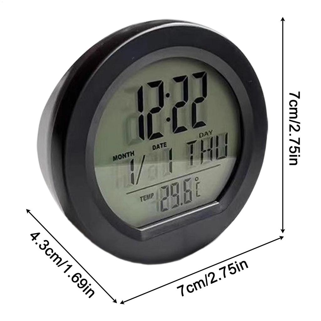 Car Clock Solar Automotive Dash Clock Calendar LED Temperature Tester For Classroom Travel Table Bedside Fridge RV Shop Stove