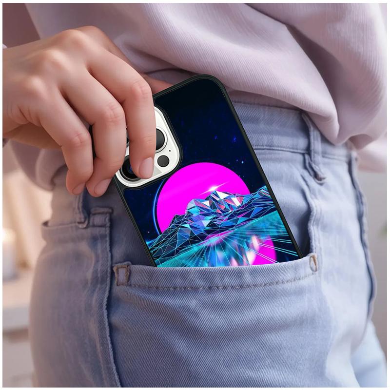 Синтвейв 80-х Ретро Неоновый вэйпорвейв Чехол для телефона Для iPhone 17 Air 15 16e 14 13 Pro Max Coque 12 11 Pro Max PLUS чехол
