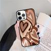 Эстетичный чехол для телефона 'Latte Love Brown Heart' для iPhone 17 Air 16 15 14 plus 12 13 Pro max Защитная крышка coque