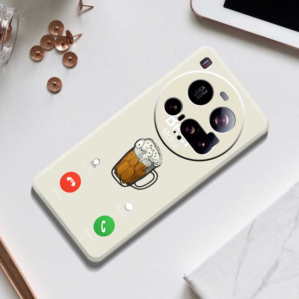 For Xiaomi 15 Ultra Case Beer Pattern Printing Straight Edge TPU Phone Back Cover