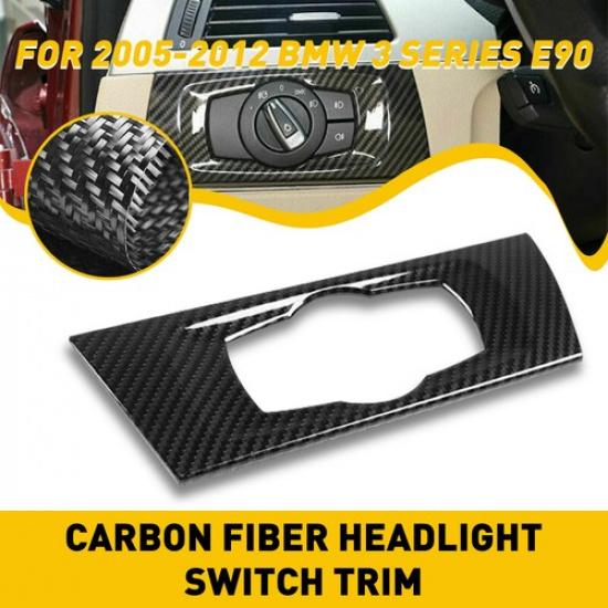 Carbon Frame Fiber Switch Headlight Trim Cover For BMW3 Series E90 E92 E93 05-12