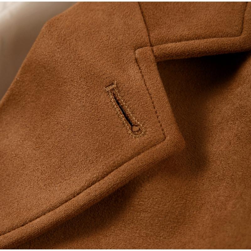 Loose Vintage Suede Jackets Women Lapel Single Breasted Long Sleeves Pockets Blazer Jacket Autumn Maillard Outerwears