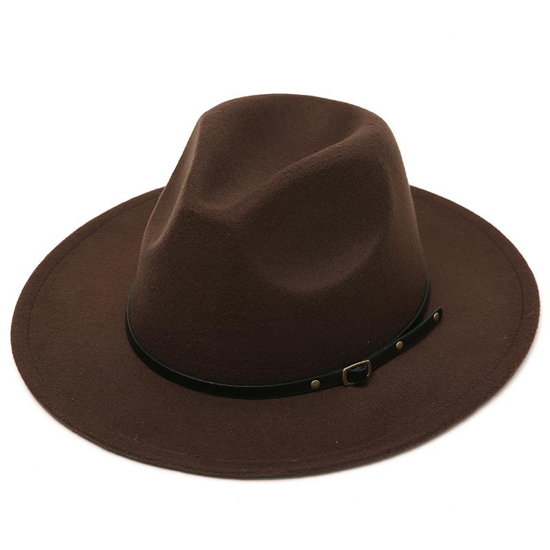 Classic British Belt Buckle Wool Fedora Hat Men Women Imitation Woolen Winter Felt Hats Fashion Jazz Hat Chapeau