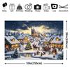 2D Cozy Winter Christmas Backdrop, Snow-Covered Village with Lights & Holiday Activities
