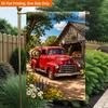 2D Flat, 2D Flat Printing Garden Flag 1pc, Fresh Flower Truck Durable Single-Sided Print Yard Flag, Garden & Home Holiday Decoration, 29.97x44.96 Cm,