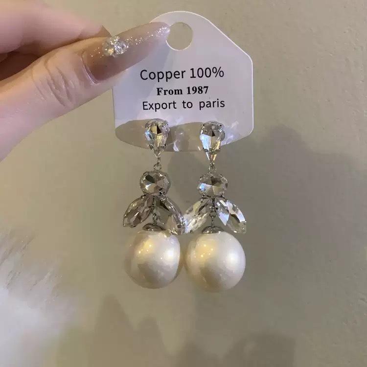 Pearl Tassel Earrings with Silver Needle & Floral Design – Medieval Vintage Style for Women