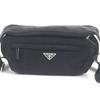 Great Shoulder Bag Re-NYLON Triangle Logo Triangle Plate Black Used