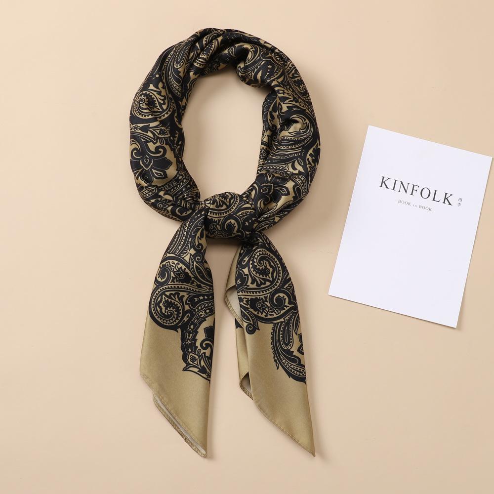 Spring and summer new 91 twill square scarf simulation silk cashew fruit floral temperament silk scarf headscarf shawl wholesale