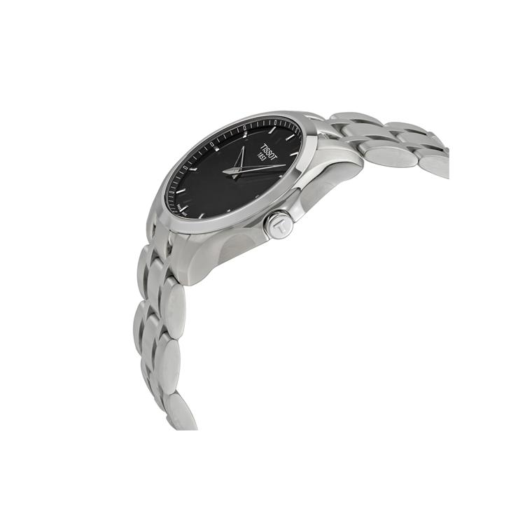Tissot Коллекция Kutu Мужские кварцевые часы Часы 39 мм Черный циферблат Браслет из нержавеющей стали T035.446.11.051.00