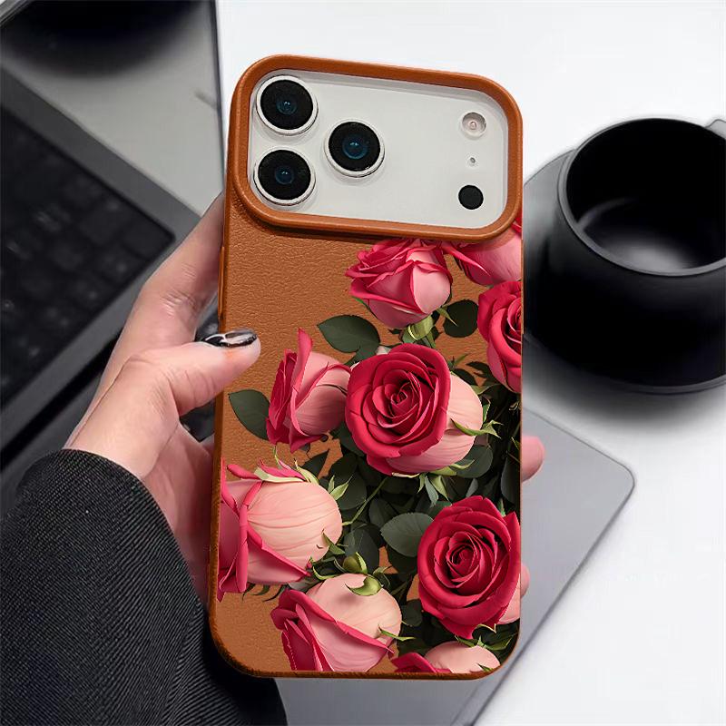 Мягкий чехол для телефона с цветами роз для iPhone Air 17 16 15 14 Pro Max 13 12 Pro Max 11 16e, противоударный силиконовый чехол с текстурой кожи