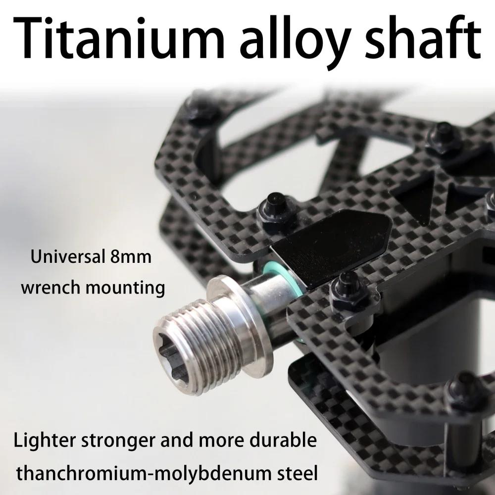Carbon Fiber Pedal Ultralight MTB Titanium Shaft 3 Bearings Road Bike Pedal Anti Slip Racing Pedal