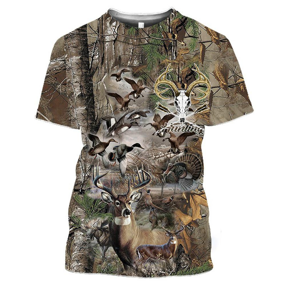 2022Gun Hidden Deer Fun Мужская кряква с 3D принтом в джунглях, Мужская новая футболка с изображением дикого кабана, камуфляжная футболка с охотничьим камышом
