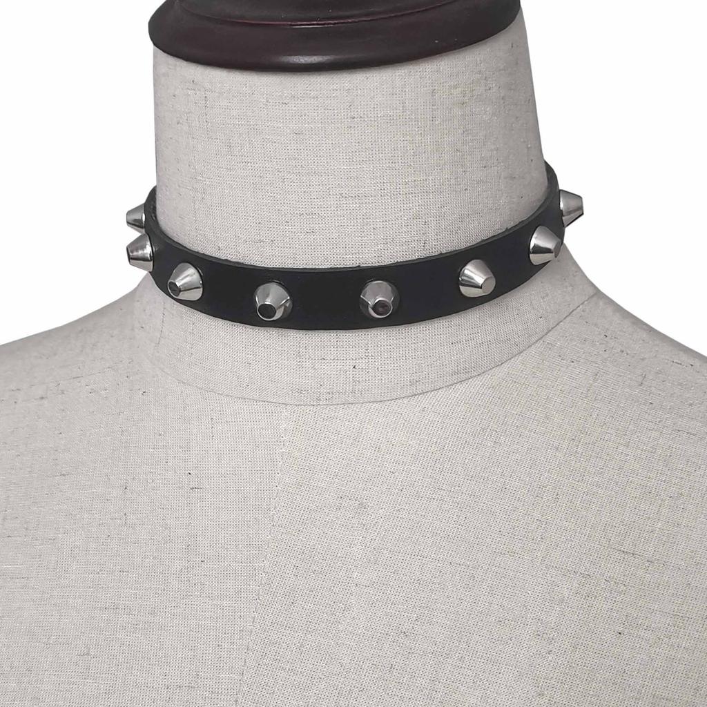 Goth Studded Choker Necklace Collar For Women Grunge Punk Leather Chocker Rave Festival Accessories