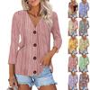 Women's Casual Fashion Floral Print Button 3/4 Sleeve Cardigan Top