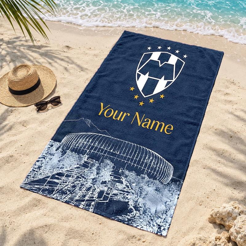 Club de Futboll Monterrey ICON Custom Name Beach towels also serve as bath towels summer essential a musthave for the outdoors the beach and the pool