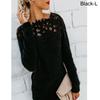 Women Fashion Lace Warm Plus Size Sttiching Tops Plush Pullovers Jumpers Knitted Sweater