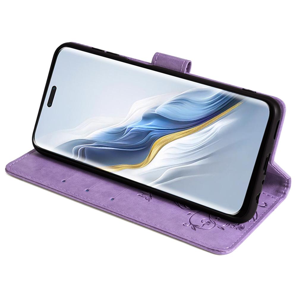 Для Honor Magic6 Pro 5G Чехол-кошелек с узором бабочки и цветка, подставка из ПУ кожи, чехол для телефона