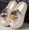 Cute Bow Hollow Slippers for Women, Summer Thick-Soled Platform Slippers, Indoor Outdoor Round Toe Slippers